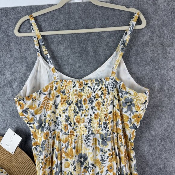 Joie Floral Sundress & Hat Size 12 Mommy and Me Yellow Tiered Cottagecore Beach - Picture 9 of 15
